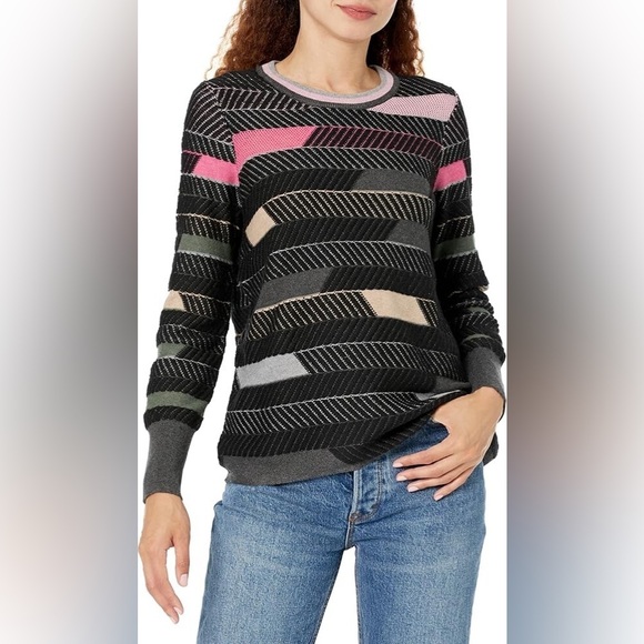 NIC+ZOE Sweaters - Nic+Zoe Colorful Shaded Cotton Striped Sweater